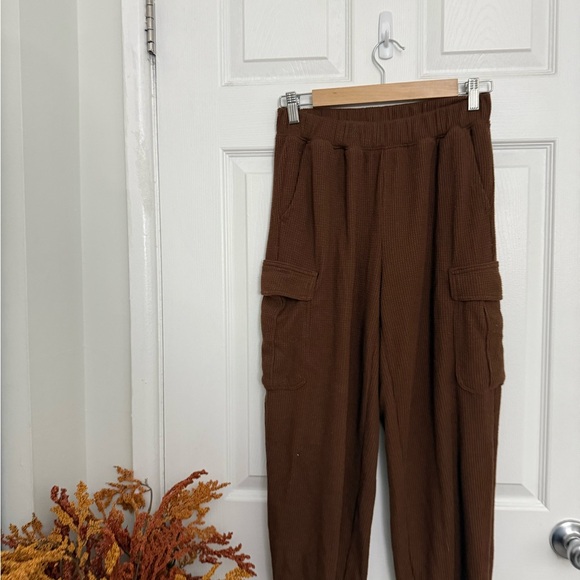 Aerie Brown Waffle Knit Jogger Sweatpants - Picture 4 of 6